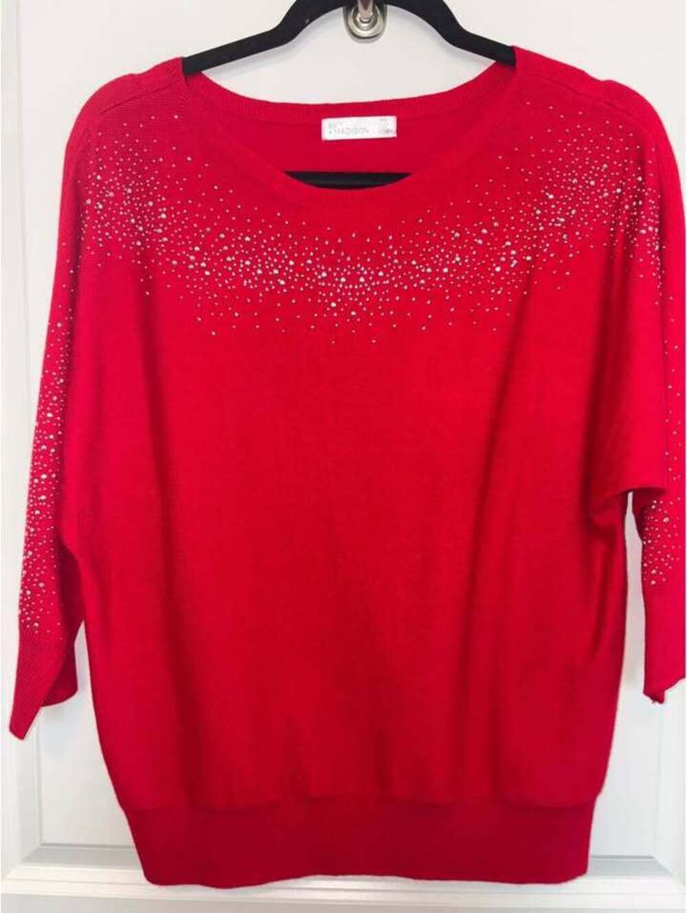 89th + Madison Red Embellished Sweater, Size Medium
